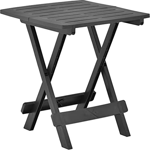 QZZCED Klapptisch für den Garten, Kunststoff, Anthrazit, 45 x 43 x 50 cm, witterungsbeständig, wartungsfrei, für Terrasse und Hof, mit Lamellen-Design, elegant und funktional