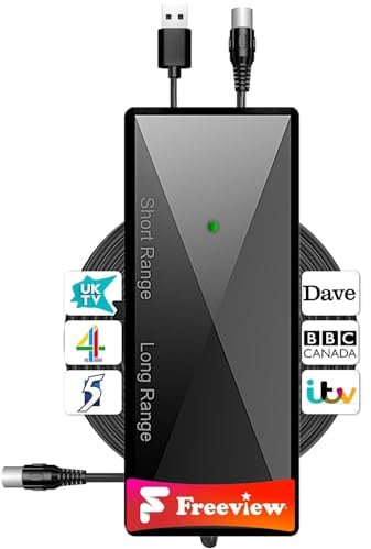 TV Aerial Booster Amplifier for Freeview HD – High Gain Indoor Signal Amplifier, Improves Weak Reception & Reduces Pixelation, Low Noise USB Powered, Compatible with Indoor Digital TV Aerials