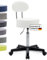 1stuff Rollhocker Squash 35 BACKLIKE mit Rücken-Lehne - ca. 51-71 cm Sitzhöhe - kompakter Bürohocker - Praxis-Hocker - bodenschonende PU-Rollen - Drehhocker - Therapiehocker Weiß