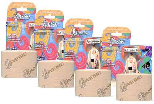 Kinesio Holding PKT65024-L Tex Performance+ Tape, 2 W x 5.5 yds L, Beige (Pack of 4)