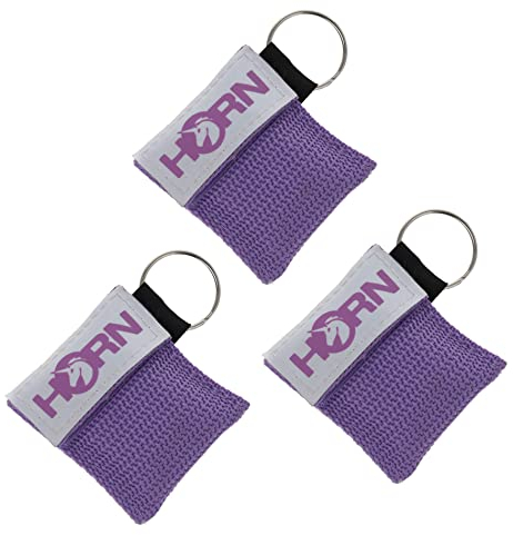 Horn Medical Notfall-Beatmungstücher im Schlüsselanhänger, Horn-Key, 3er Set, Violett