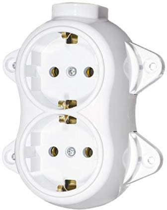 Carcasa de interruptor de luz de pared vintage, redondo, retro, 2 enchufes, blanco