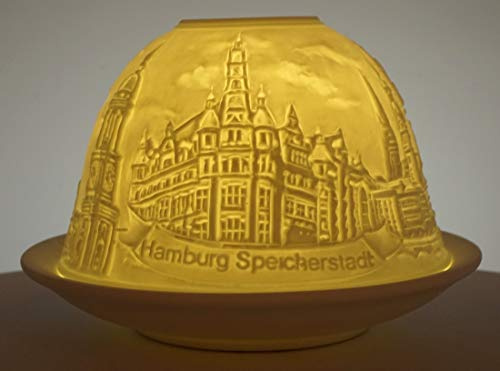 CBK-MS Windlicht Hamburg Speicherstadt Rathaus Michel Dome Light Teelicht Teelichthalter