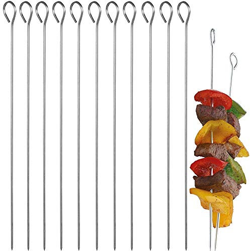 FANDE Brocheta de Barbacoa, 30 Piezas Agujas para Trineo, Pinchos para Barbacoa, Acero Inoxidable Brochetas, Brochetas de Vegetales, Palos de Brochetas 25CM