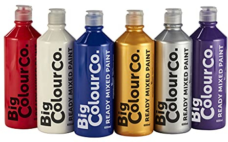 Big Colour Ready Mixed Paint Celebration 6 x 600ml, Assorted Colours