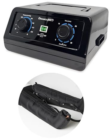 Dinamicamed ® Premium 4.0 Compact Pressotherapie Professionnelle Drainage Lymphatique 4 Chambres à Air - Appareil de Massage Jambes 2 Bottes Pressothérapie XL