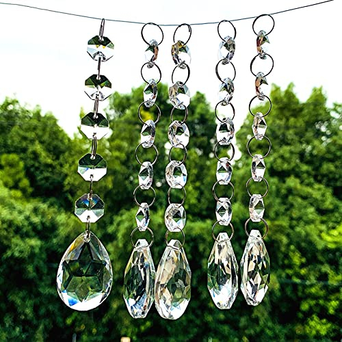 TYUTYU Kristall Glas Kristallperlen Kette Kronleuchter Pendelleuchte Girlande Suncatcher Kristall Prismen Hängen Hochzeitsdekor Zubehör Ornament (Size : 5pcs)