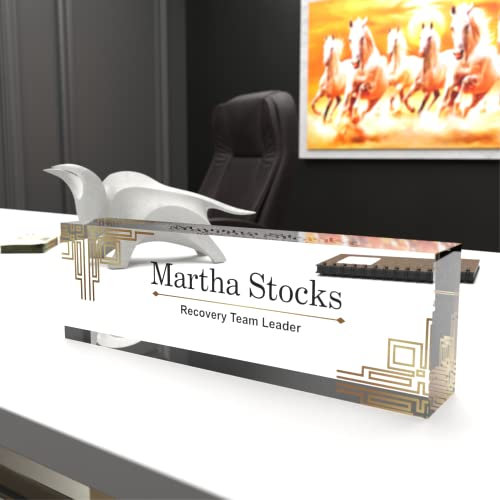 OOCLAS Custom Desk Nameplate, Desk Name Plates, Personalized Name Plate, Acrylic Desk Plaque for Office In Size 8 X 2.50 X 1.25 Inches