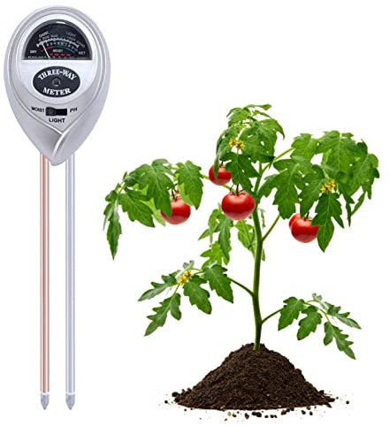 ZMKY 3 in 1 Boden pH-Messgerät – 3-in-1 Boden pH-Messgerät Test Feuchtigkeit Licht pH-Wert | Pflanzenwasserzähler für Pflanzen Garten Rasen Topfboden Bauernhof Indoor Outdoor