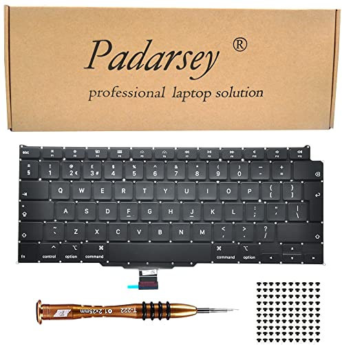 Pardarsey Replacement UK Layout Keyboard Black Compatible for MacBook 12 inch A1534 MacBook9,1 MacBook10,1 Early 2016 2017 Year with 80 PCE Screws+Screwdriver