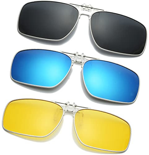 Long Keeper 3 Paar Polarisierte Sonnenbrille Clip für Brillenträger Sonnenbrillen Aufsatz Brille Polarisiert, Sonnenbrille Zum Aufstecken Herren Damen