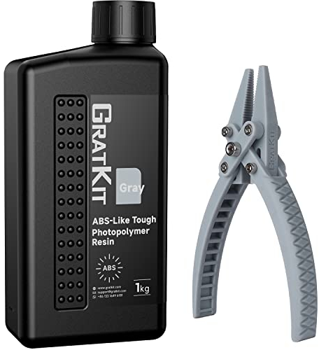 GratKit Upgraded ABS-Like 3D Drucker Resin 1000g Grau – Hochfestes, kratzfestes ABS-artiges 3D Druck Harz, kompatibel mit 405nm SLA, DLP und LCD Druckern – auch für industrielle Anwendungen