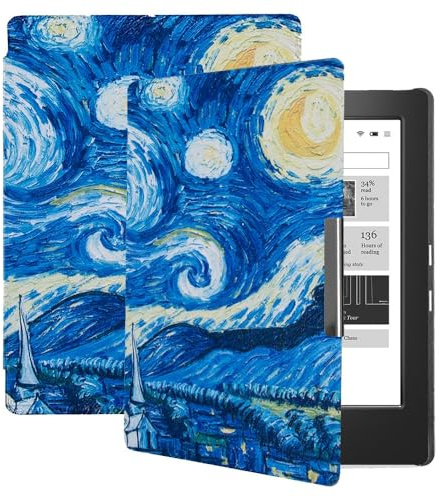 Lunso - Compatible avec l'étui Kobo Aura H2o édition 1 (6,8 pouces) - Housse de protection - Van Gogh Nuit étoilée