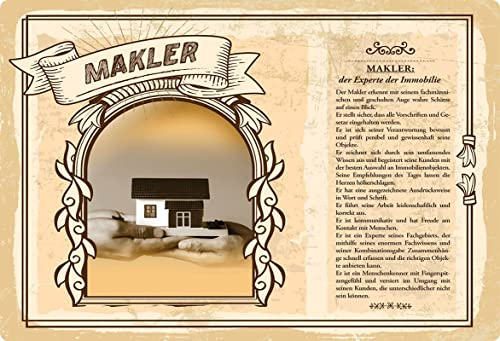 mrdeco Metall Schild 20x30cm gewölbt Makler Deko Blechschild Tin Sign