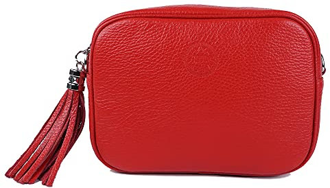 1990s Sac à main femme bandoulière cuir véritable, Sacs Portés épaule cuir italien,Pochette Téléphone Portable - Rouge