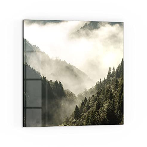 DEQORI Crédence de cuisine en verre - Motif « Brume in den Bergen » - 60 x 60 cm - Paroi arrière de salle de bain ou de cuisinière - Protection anti-éclaboussures pour cuisine et salle de bain -