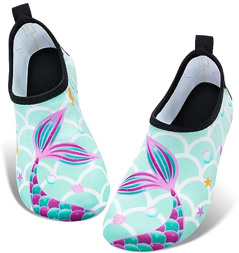 WAWSAM Kinder Strandschuhe Mädchen Meerjungfrau Schwimmschuhe Aqua Schuhe (Blau, Toddler, Numeric_30, Numeric_Range, eu_Footwear_Size_System, Numeric_31, medium)