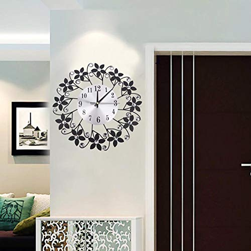 Syrisora Wanduhr Moderne Wanduhr aus Metall Crystal Home Office Decor Stille Wanduhr aus Metall