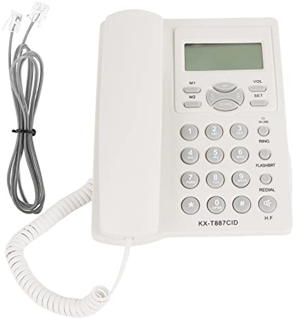 Schnurgebundenes Telefon,LCD Display Freisprecheinrichtung Wired Telefon,Schnurtelefon Festnetztelefon für Heim/Hotel/Büro mit Noise Cancelling Funktion/klarem Ton (Weiss)