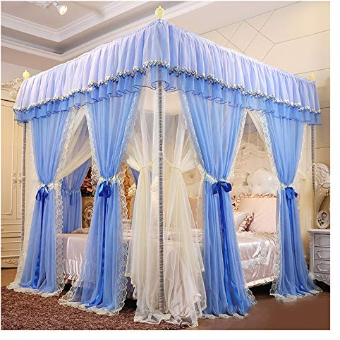 Himmelbett-Himmelbett, Princess-Luxus, erhöhte und vergrößerte Betthimmelvorhänge, doppelt verschlüsseltes großes Moskitonetz mit staubdichten Dachbettvorhängen (Größe: 180 x 220 x 210 cm,