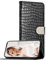 EuoDuo für Samsung Galaxy S10 Plus Handyhülle Klappbar PU Leder Hülle in Kroko Design Handytasche Glitzer Magnetische Schnalle Schutzhülle Kartenfach Flip Case - Schwarz