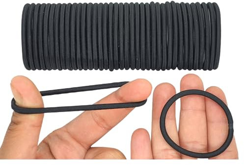 60 PCS Hair Elastics, 3mm Elastic Hair Ties Ponytail Holders, Bulk Hair Ties No Metal Gentle Elastics Hair Bands for Women Men Girls Kids Hair Bobbles Ties (Black)