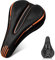 Neu Klettverschluss Fahrradsattel Überzug Männer, Frauen und Kinder Memory Foam Fahrradsitz Überzug Sattelschutz Polstersattelüberzug Weicher für Mountainbike, Rennrad, Hometrainer Fahrrad(Orange)