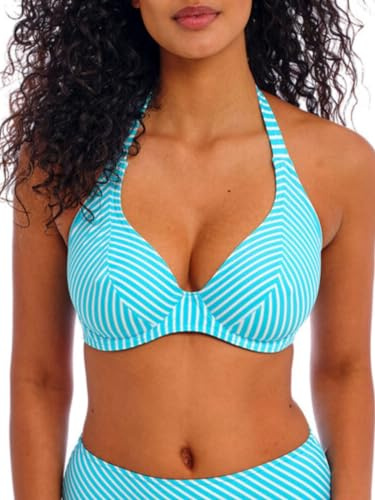 Freya Jewel Cove Haut de Bikini Dos Nu à Armatures pour Femme, Rayures turquoises, 85E