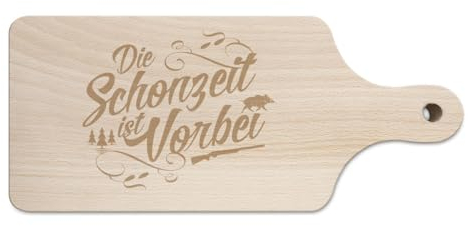 Herren Brettchen für Jäger mit Gravur Die Schonzeit ist vorbei