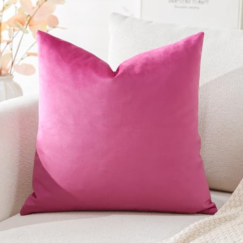 Artscope Samt Kissenbezug Kissenhülle Dekorative Dekokissen Sofakissen Lendenkissen Wurfkissenbezug Sofa Schlafzimmer 50x50cm Rosenrot