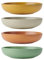 KitchenCraft Idilica Stoneware Pasta Bowls, Set of 4 Ceramic Shallow Dinner Bowls, Microwave and Dishwasher Safe, Assorted Colours