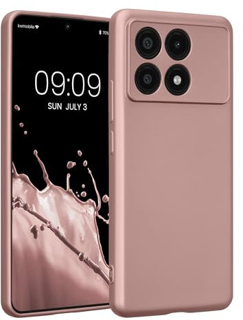 kwmobile Carcasa Compatible con Xiaomi Poco X6 Pro 5G Funda - Funda Ultrafina de TPU con Bordes elevados - Oro Rosa Metalizado