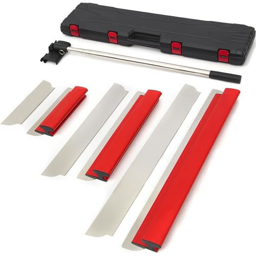 OIHYA Drywall Skimming Blade Set, 12, 22 & 32 European Stainless Steel Skimming Blade with 35-78 Aluminum Adjustable Handle for Drywall, Sheetrock, Wall-Board