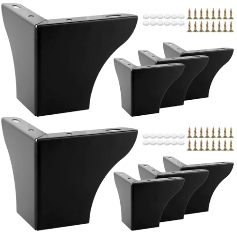 YAYODS 8 Stück Möbelfüße Metall - Schwarz Dreieck Sofafüße Erweiterbar 10 cm - Möbelbeine mit Schrauben für Schränke, Nachttische, TV-Schränke, Stühle, Sofas, Couchtische
