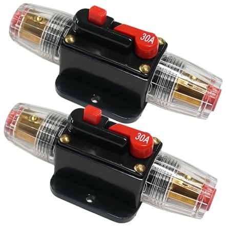 Vegena 2 Stück Automatiksicherungshalter 12v 24v, Kfz Sicherungsautomat, 30a Kfz Sicherungshalter, Inline Auto Leistungsschalter Für Den Schutz Von Automobil Marineboot Audiosystemen