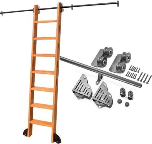 Kit binario scorrevole nero - Kit binario scorrevole per porta scorrevole scorrevole per carichi pesanti da 3,3FT-20FT, binario mobile con scala a tubo tondo per biblioteca, uffici