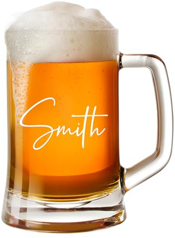 EDSG Personalised Beer Glass Laser Engraved Pint Glass Beer Mug Personalised Pint Glass Gifts for Father's Day Birthday Christmas (Design 2)