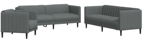 vidaXL Sofagarnitur 3-TLG., Sessel Couch Sofa für Wohnzimmer, Loungesofa Polstersofa mit Stützbeinen, Couchgarnitur Sitzmöbel, Modern, Dunkelgrau Stoff