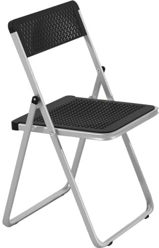 Atmungsaktiver tragbarer Garten-Eventstuhl, ergonomischer klappbarer Bürostuhl, Klappstuhl mit Rückenlehne im Schlafsaal, einfacher kommerzieller Bürostuhl, Stahlrohr + PP (Farbe: Schwarz, G