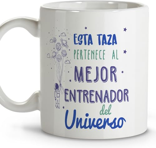 LolaPix Entrenamiento futbol niños. Tazas de cafe originales. Regalo entrenador. Regalo entrenadora. Taza cerámica 330 ml.