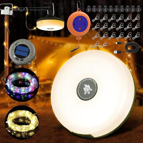 Catena Luminosa Esterno Solare Campeggio,10m Catena luminosa portatile,Catena Luminosa Campeggio Portatile,Catena Luminosa Da Campeggio Con Magnete,Luci a Corda Led per Campeggio Viaggi Esterni