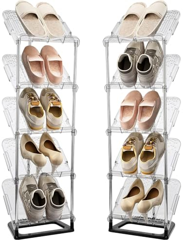 Zapatero Estrecho 5 Niveles,Organizador de Zapatos Que Ahorra Espacio, Estante para Zapatero Alto y Estrecho para Puerta de Entrada Recibidor, Armario