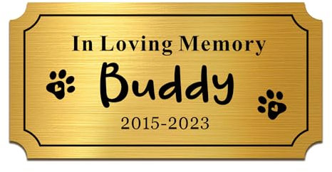 Engraved Plaques Personalised Memorial Plaques for Doors Urns Solid Metal Plate Engraved 2x4in Name Plate Name Label Plaque with Adhesive Backing (Gold, Design 2)