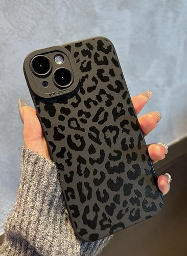 Jusnfu Schutzhülle für iPhone X / XS, 5,8 Zoll, ästhetischer Leoparden-Geparden-Druck, Handyhülle für Damen, Mädchen, Herren, schlanke Silikon-Schutzhülle für iPhone X / XS, schwarzer Leopard