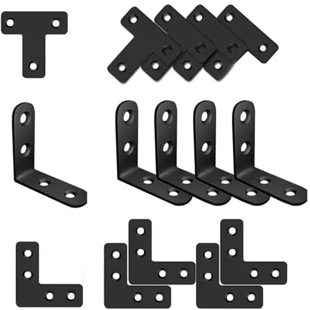 KanaAt 12Sets von Edelstahl Ecke Code Rechtwinklig L-förmigen Schwarz Eisen Laminat Unterstützung Möbel Verbindung
