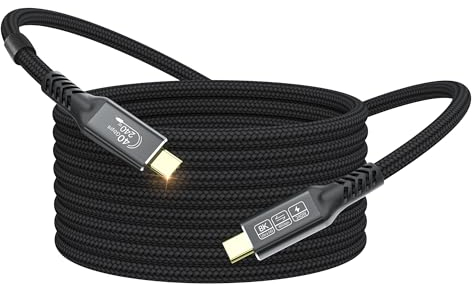 Certifié Câble USB4 avec Câble Thunderbolt 4 2 m, 240W PD3.1 Cable USB C Charge Rapide Supporte Transfert de Données 40Gbps/Vidéo 8K@60Hz pour iPhone 16/15, MacBook, iPad Pro, Samsung, Display