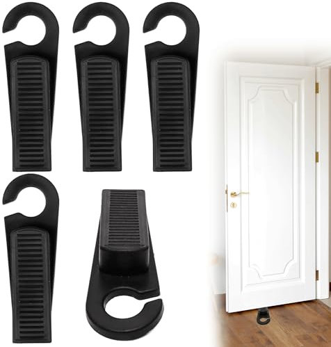 MEKEET 5PCS Black Door Stop Wedge, Non-Slip, Anti-Skid, Durable Rubber, Ideal for Homes, Offices & Workshops