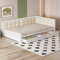 Ctastay Schlafsofa Holzbett 140x200 cm, Bett Doppelbett Sofabett mit Stauraum Schublade, Familienbett Gastbett mit Lattenrost, Weiß (Ohne Matratze)