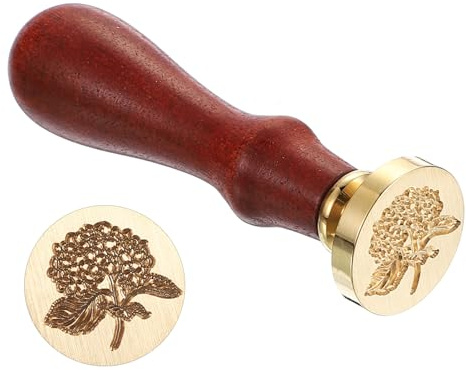 PATIKIL Siegelstempel Personalisiert, Blumen, Siegelwachs-Stempel Klassisch Retro Abnehmbarer Messingkopf Holzgriff für Umschläge Einladungskarten, Braun