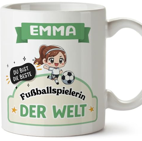 Mugffins Tassen Personalisierten für FUSSBALLSPIELERIN Frau - Auf Deutsch - Beste der Welt - Kawaii - 11 oz / 330 ml - Individuell Anpassbar Geschenk Mitarbeiter